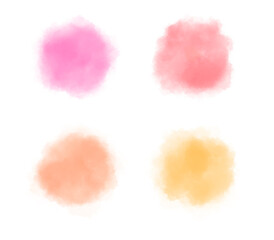 Canvas Print - watercolor pastel stain clouds banners set in bright colors isolated on transparent background.