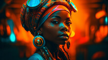 Afrofuturism Neon African Queen