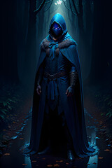 Wall Mural - Illustration of hooded character with glowing eyes