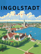 Ingolstadt: Retro tourism poster with an German landscape and the headline Ingolstadt in Bayern