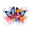 canvas print picture - Bunte Schmetterlinge als Wasserfarbe