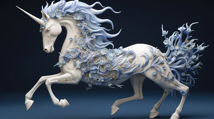 Wall Mural - 3d render illustration of a unicorn