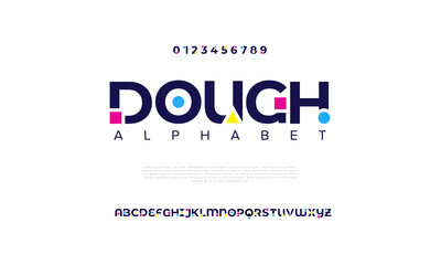 Leinwandbilder - Dough abstract digital technology logo font alphabet. Minimal modern urban fonts for logo, brand etc. Typography typeface uppercase lowercase and number. vector illustration
