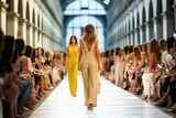Fototapeta Londyn - Runway and catwalk of top models at the fashion week. AI generated, human enhanced