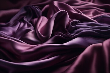 Luxurious violet fabric with folds and ripples. Colorful surface banner. Generative AI