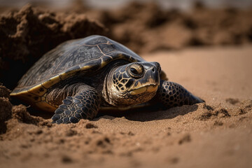 Wall Mural - a turtle in the sand