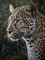 Wall Mural - a face leopard in the wild generative ai