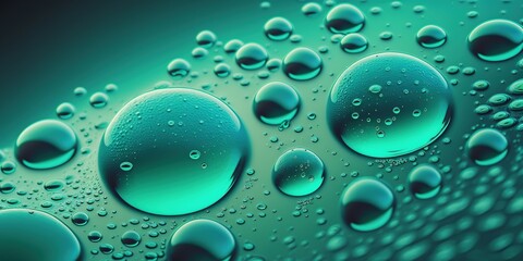 Wall Mural - turquoise backdrop with clear water drips. generative ai