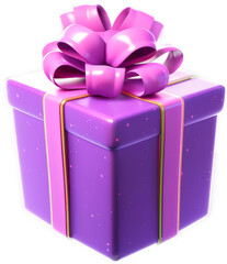 Wall Mural - purple gift box with transparent background with generative ai