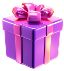 Wall Mural - purple gift box with transparent background with generative ai