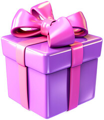 Wall Mural - purple gift box with transparent background with generative ai