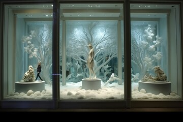 Wall Mural - Luxury boutique exterior, window display, generative ai