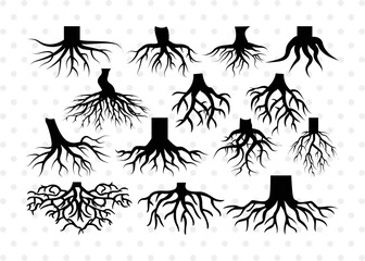 Wall Mural - Roots SVG Cut Files | Roots Silhouette | Tree Roots Svg | Family Tree Svg | Plant Roots Svg | Forest Svg | Roots Bundle