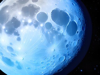 blue moon on beautiful galaxy background