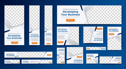 Fototapete - Web advertising banner template design. Modern web layout set with standard size. vector