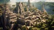 Ancient Mesoamerican city of the Mayan and Aztec, pyramid in jungle, ancient civilization of the Maya with stone temple complex, Generative AI