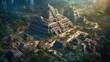 Ancient Mesoamerican city of the Mayan and Aztec, pyramid in jungle, ancient civilization of the Maya with stone temple complex, Generative AI