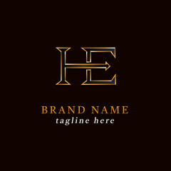 Poster - elegant h and e monogram gold logo