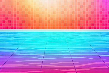 Poster - Colorful Tiled Floor and Wall with Reflections of Water Generative AI