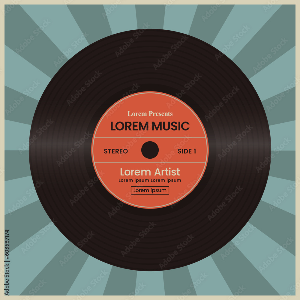 retro vintage lp vinyl record with label album cover mockup template ...
