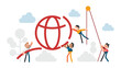 © iamupumai - Business team help to build the global sign-Business global economy concept, modern flat Vector illustration