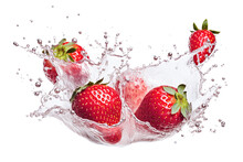 AI Generative. Fresh Strawberries With Water Splash