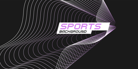Fototapete - Vector abstract background with dynamic waves. Sports poster.