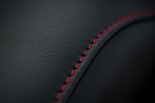 Close Up Leather Pleats Stitch Work. Ai