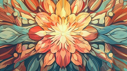 Canvas Print - Colorful pop deco floral background. Generative AI