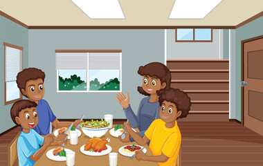 Canvas Print - An Afro family eating healthy food