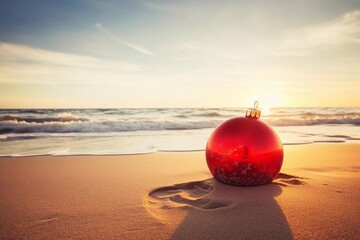 christmas ball on the beach