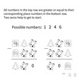 Find a value of each Christmas symbols in mathematics logic equal for children. Arithmetic and numbers black and white.