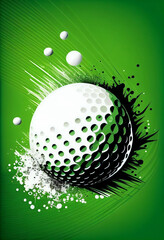 Wall Mural - Golf sport ball design art graphic poster for tournament, illustration generative AI