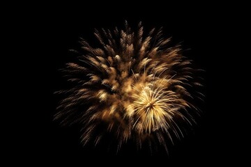 Sticker - Golden Fireworks on Black Background Isolated. Celebration and Light. Generative AI illustrations.