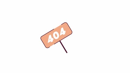 Fototapete - animated sign on stick 404 error. wooden signboard waving animation. empty state 4k video concept fo