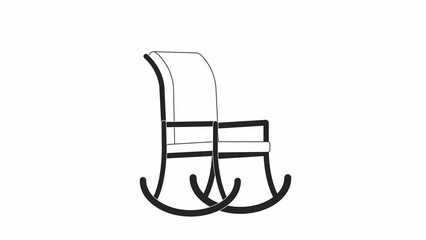 Poster - animated bw rocking chair. black white thin line icon 4k video footage for web design. wooden porch 