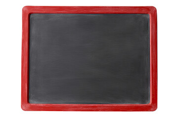 PNG Blank chalkboard with red wooden frame on transparent background, copy space. generative ai