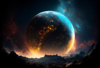 earth from space showing the beauty of space exploration. 3d rendering generative ai