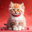 ginger kitten with a red collar fluffy fur Generative AI