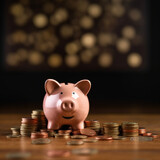 Fototapeta  - Piggy bank Money box saving money Coin Finance Saving money Financial education Investing Generative AI