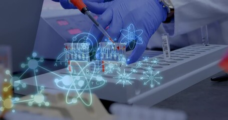 Poster - Animation of mathematical equations over doctor taking samples