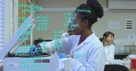Poster - Animation of mathematical equations over diverse doctors taking samples
