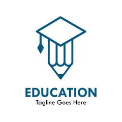 education design logo template illustartion. there are pencil with hat graduation