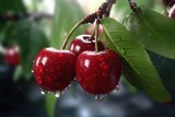 Fototapeta  - cherries with water drops