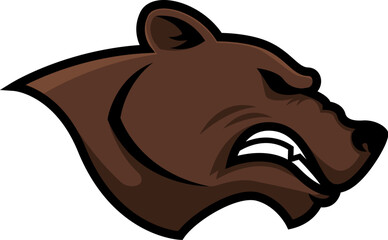 Wall Mural - Angry bear head. Grizzly Bear Mascot Head. Design element for logo, label, sign, badge.