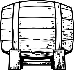 Wall Mural - Illustration of vintage wooden barrel. Whiskey wooden barrel. For menu, emblem, sign, poster.