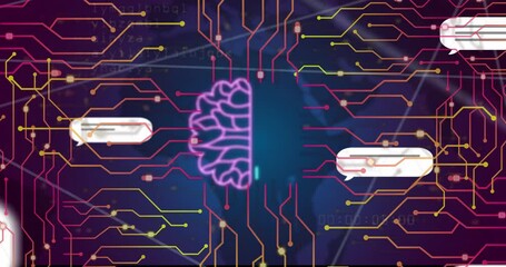 Poster - Animation of ai chat and data processing over circuit board background