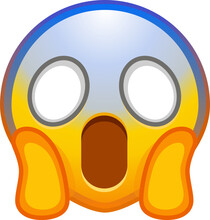 Screaming In Fear Emoji. Horror And Fright Emoticon. Face With Blue Forehead, Big Scared Eyes And Long, Open Mouth. Detailed Emoji Icon From The Telegram App.