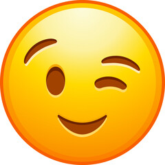 Poster - Top quality emoticon. Winking Face. Eye wink emoji. Yellow face emoji. Popular element. Detailed emoji icon from the Telegram app.