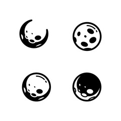 Poster - set of simple moon icon illustration vector, moon symbol collection